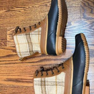 Lands End Women's Brown and Tan Duck Boots with inner lining